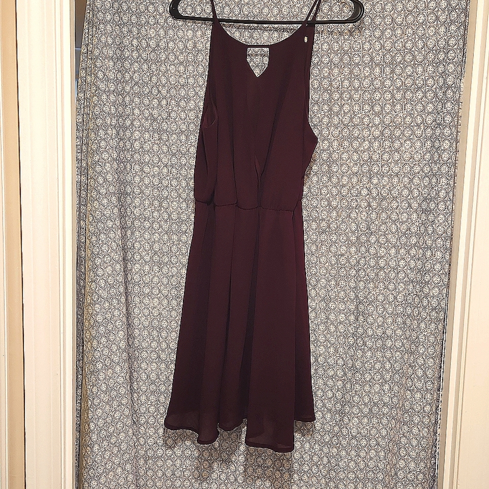 Plum Mini Faux-Wrap Dress, M, Miami